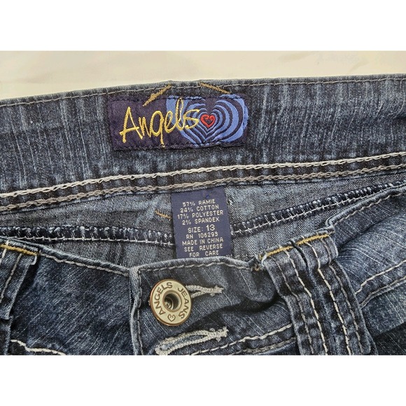 Angel Jeans Womens Midrise Blue Denim S13 Embroidered Back Pockets - Picture 2 of 10